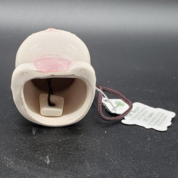 Green Earth Baby Bells Decorative Porcelain White Bunny Hanging Bell Figurine - Picture 5 of 14